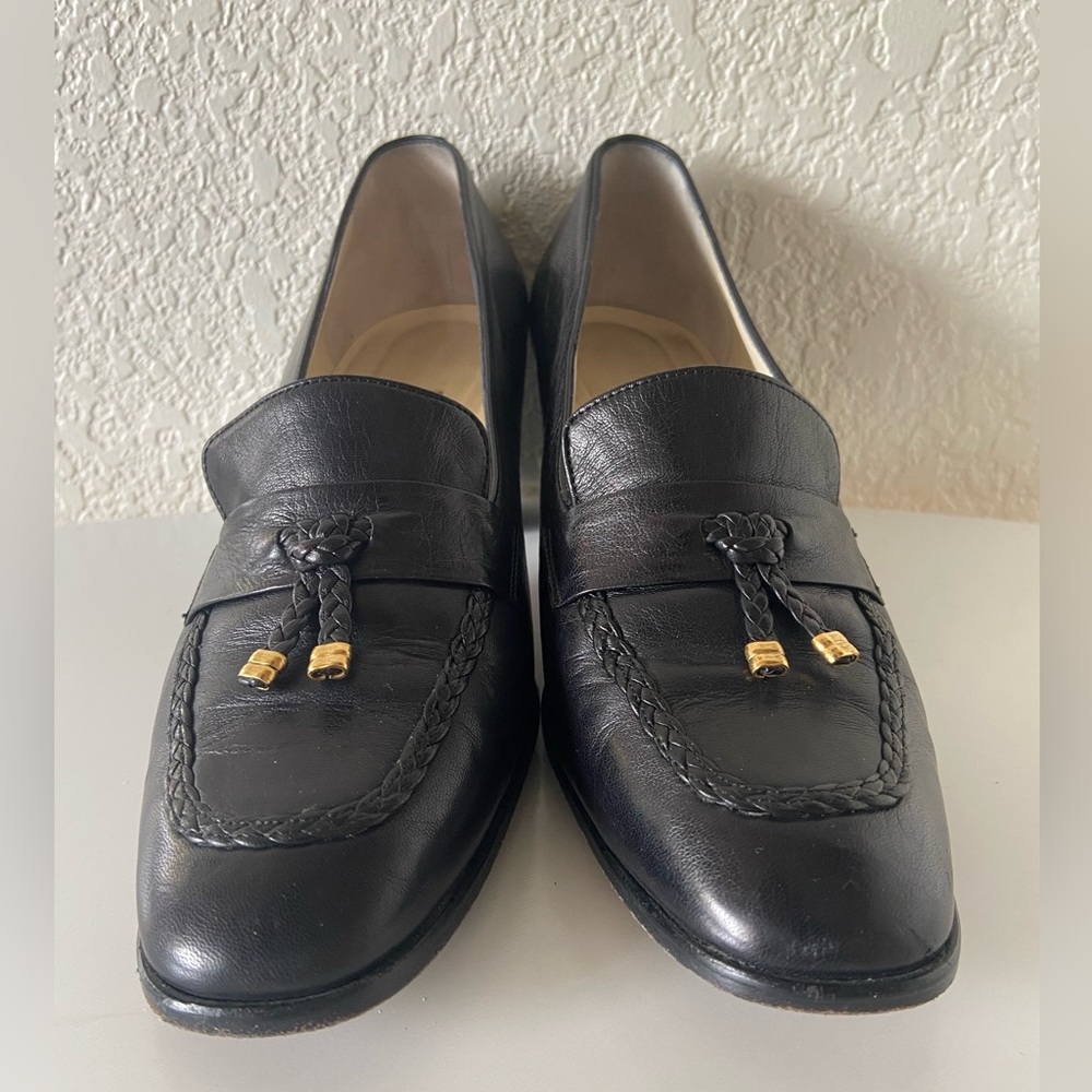 Bally Hampton Pump Women's Black Leather Styleflex Slip On Loafer Heel Italy - Picture 6 of 7